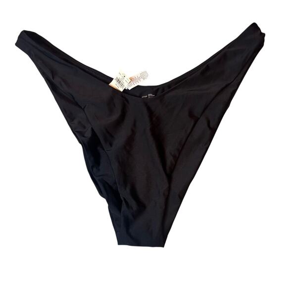 Aerie Black High Cut Cheeky Bikini Bottom XXL NWT Swim Minimal Coverage - Picture 3 of 5